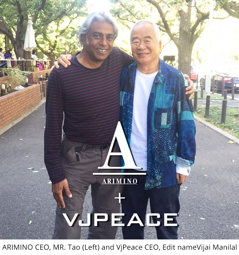 ARIMINO CEO, MR. Tao (Left) and VjPeace CEO, Edit nameVijai Manilal